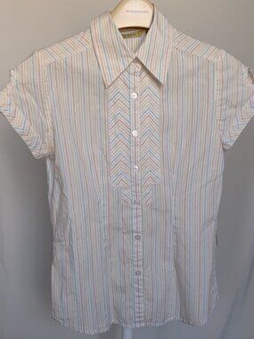 Globus XS Short Sleeve Button Down Shirt Stripes Back to School